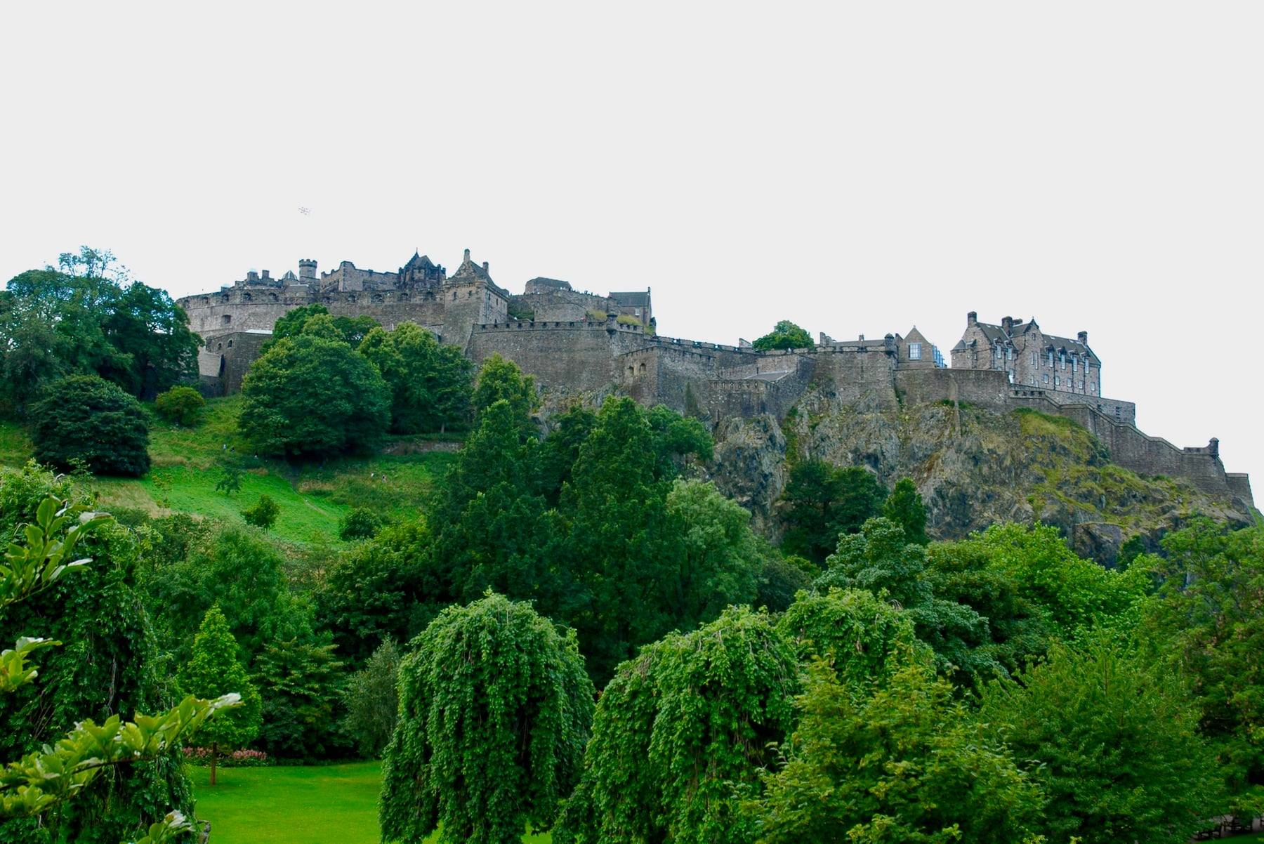 Edinburgh Castle above Princes Street Gardens