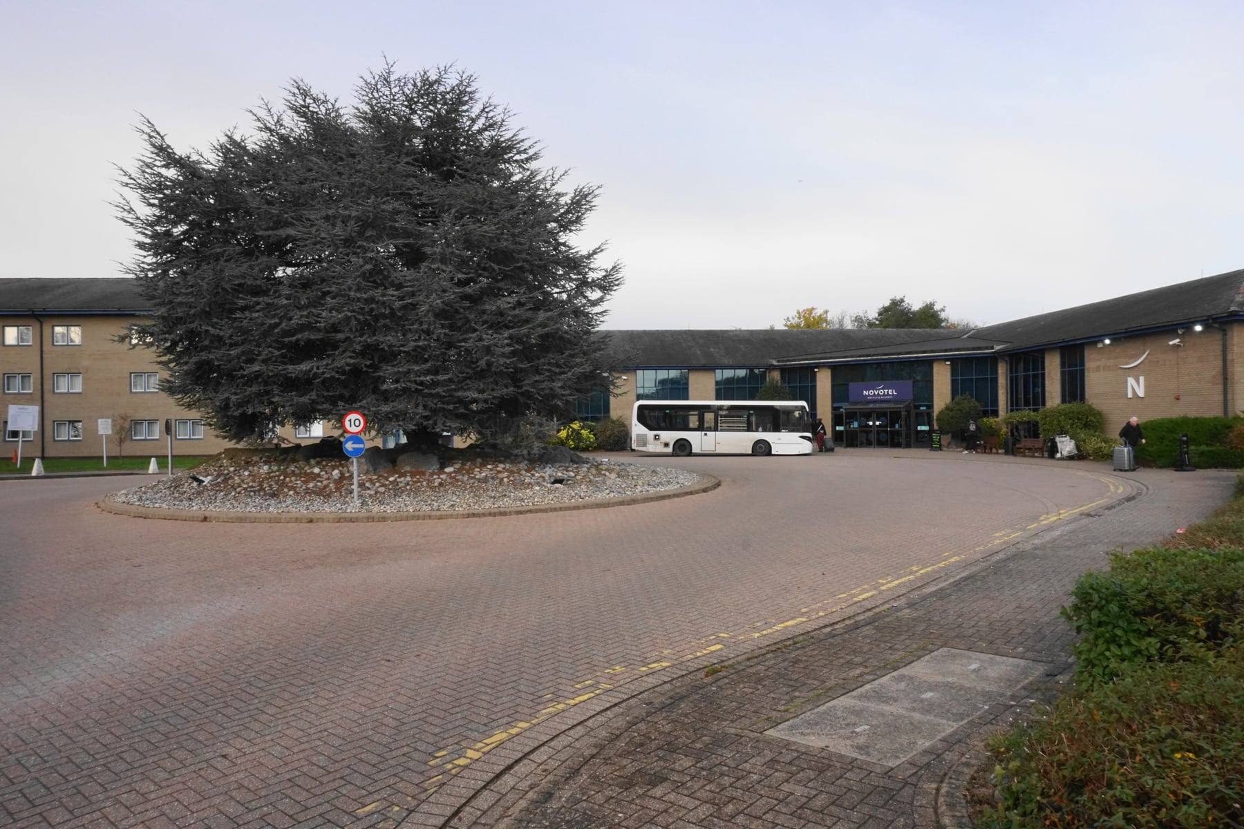 The entrance to the Novotel hotel at London Stansted Airport