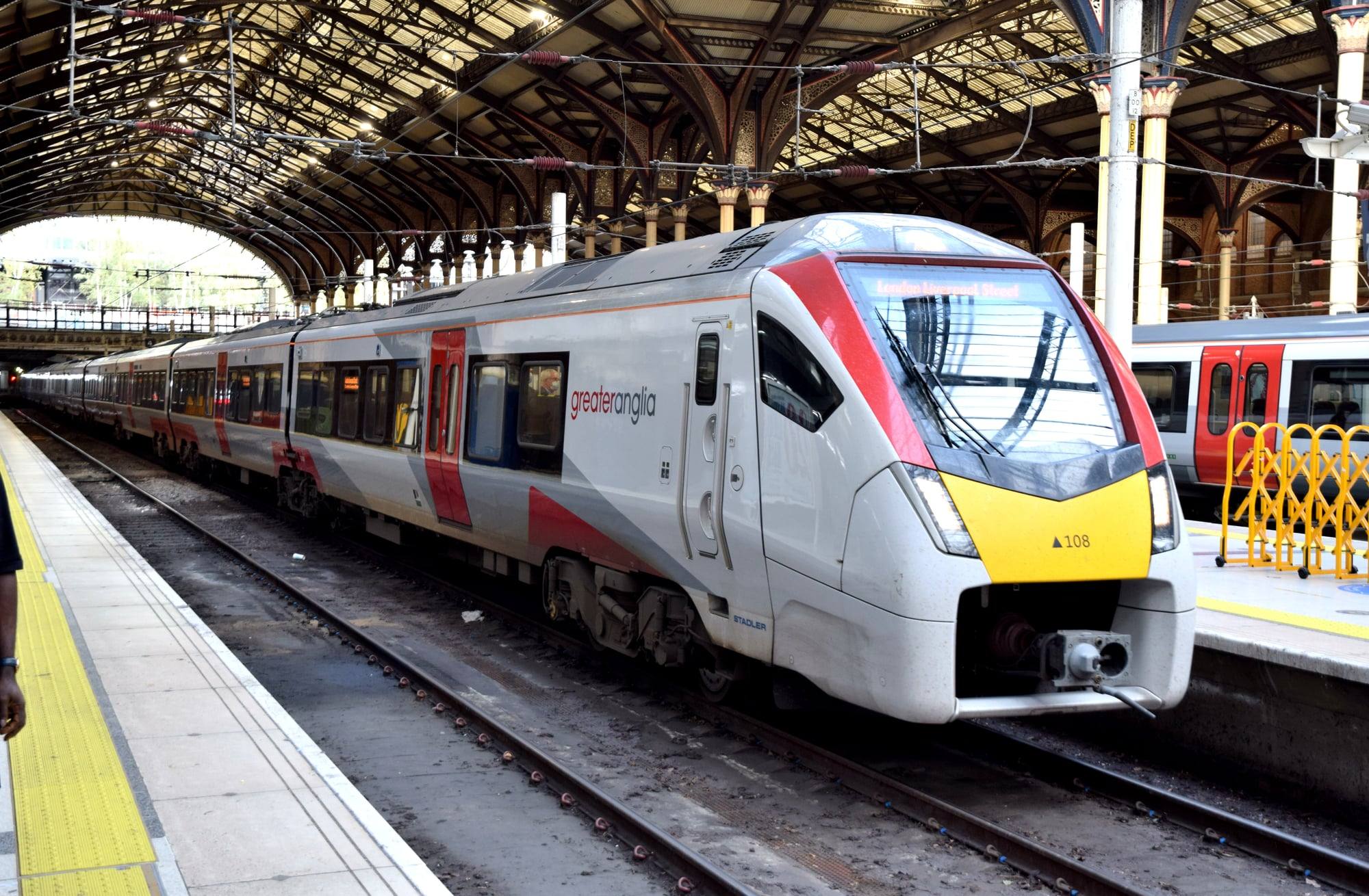 A Greater Anglia Class 745 Stansted Express train at London Liverpool Street station